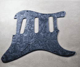 Embossed floral pattern leather pickguard