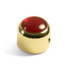 Knobs With Red Acrylic Pearl Inlay - Dome Gold