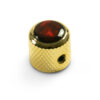 Knobs With Red Acrylic Pearl Inlay - Mini Dome Gold