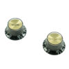 WD Left Hand Bell Knob Set Of 2 Black With Gold Top  (1 Volume
