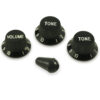WD Stratocaster/UFO Style Knob and Switch Tip Set Metric Black