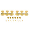 3 On A Plate Deluxe Series Tuning Machines - Single Line - Standard Post - Gold With Butterfly Plastic Buttons