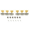 3 On A Plate Deluxe Series Tuning Machines - Single Line - Standard Post - Nickel With Butterfly Plastic Buttons
