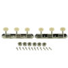 3 On A Plate Deluxe Series Tuning Machines - Single Line - Standard Post - Nickel With Oval Plastic Buttons
