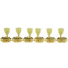 3 Per Side Deluxe Series Tuning Machines - Single Line - Standard Post - Gold With Single Ring Plastic Keystone Buttons