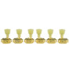3 Per Side Deluxe Series Tuning Machines - Double Line - Standard Post - Gold With Double Ring Plastic Keystone Buttons