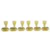 3 Per Side Deluxe Series Tuning Machines - Single Line - Standard Post - Gold With Double Ring Plastic Keystone Buttons