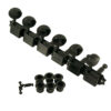 6 On A Plate Deluxe Series Tuning Machines - Double Line - Black With Oval Metal Buttons