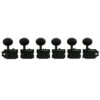 6 In Line Deluxe Series Tuning Machines - Single Line - Black With Oval Metal Buttons