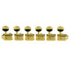 6 In Line Deluxe Series Tuning Machines - Single Line - Gold With Oval Metal Buttons