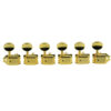 6 In Line Deluxe Series Tuning Machines - Double Line - Gold With Oval Metal Buttons