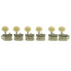 6 In Line Deluxe Series Tuning Machines - Double Line - Nickel With Oval Plastic Buttons