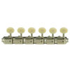 6 On A Plate Left Hand Deluxe Series Tuning Machines - Single Line - Nickel With Oval Plastic Buttons