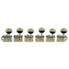 6 In Line Left Hand Deluxe Series Tuning Machines - Single Line - SafeTi Post - Nickel With Oval Metal Buttons