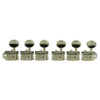 6 In Line Left Hand Deluxe Series Tuning Machines - Double Line - SafeTi Post - Nickel With Oval Metal Buttons