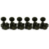 6 In Line Locking Revolution Series H-Mount Non-Collared Tuning Machines With Staggered Posts Black