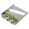 Left Hand Vintage Replacement Bridge For Fender Telecaster Steel With Brass Saddles - Gloss Chrome